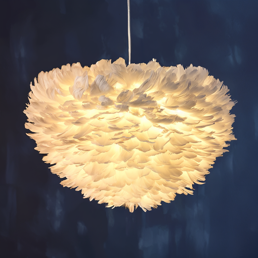 Lampa wisząca z piór łapacza snów - Ręcznie robiona, regulowana lampa wisząca