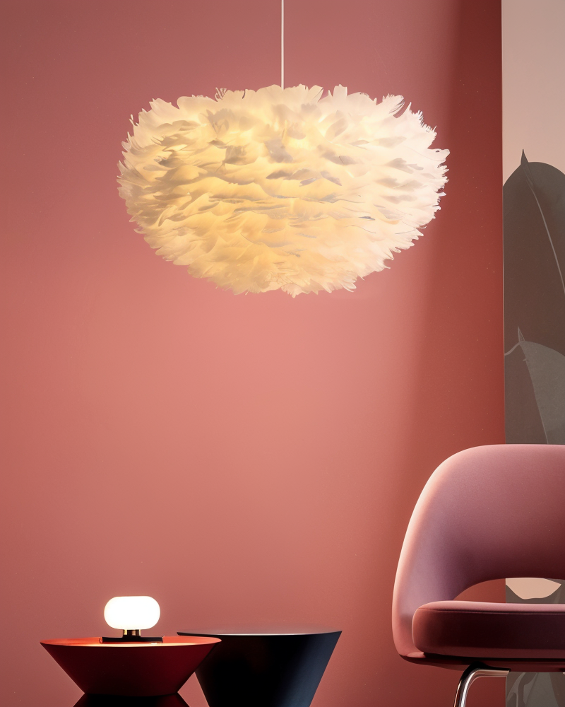 Lampa wisząca z piór łapacza snów - Ręcznie robiona, regulowana lampa wisząca