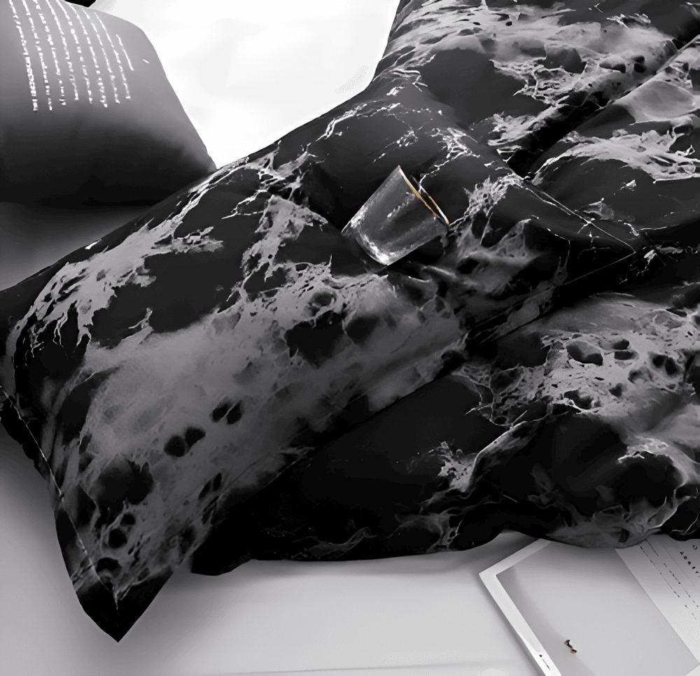 Luksusowy 3-częściowy zestaw pościeli z marmurowym wzorem