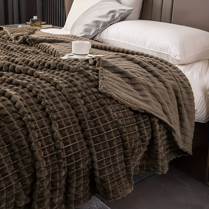 EliteWave Plaid - Ultrafluffy strukturalny koc z koralowego polaru