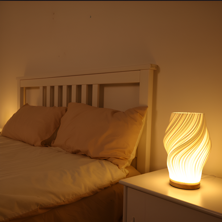 DreamWave - Nowoczesna lampa 3D w kolorze kremowym z elegancką metalową podstawą