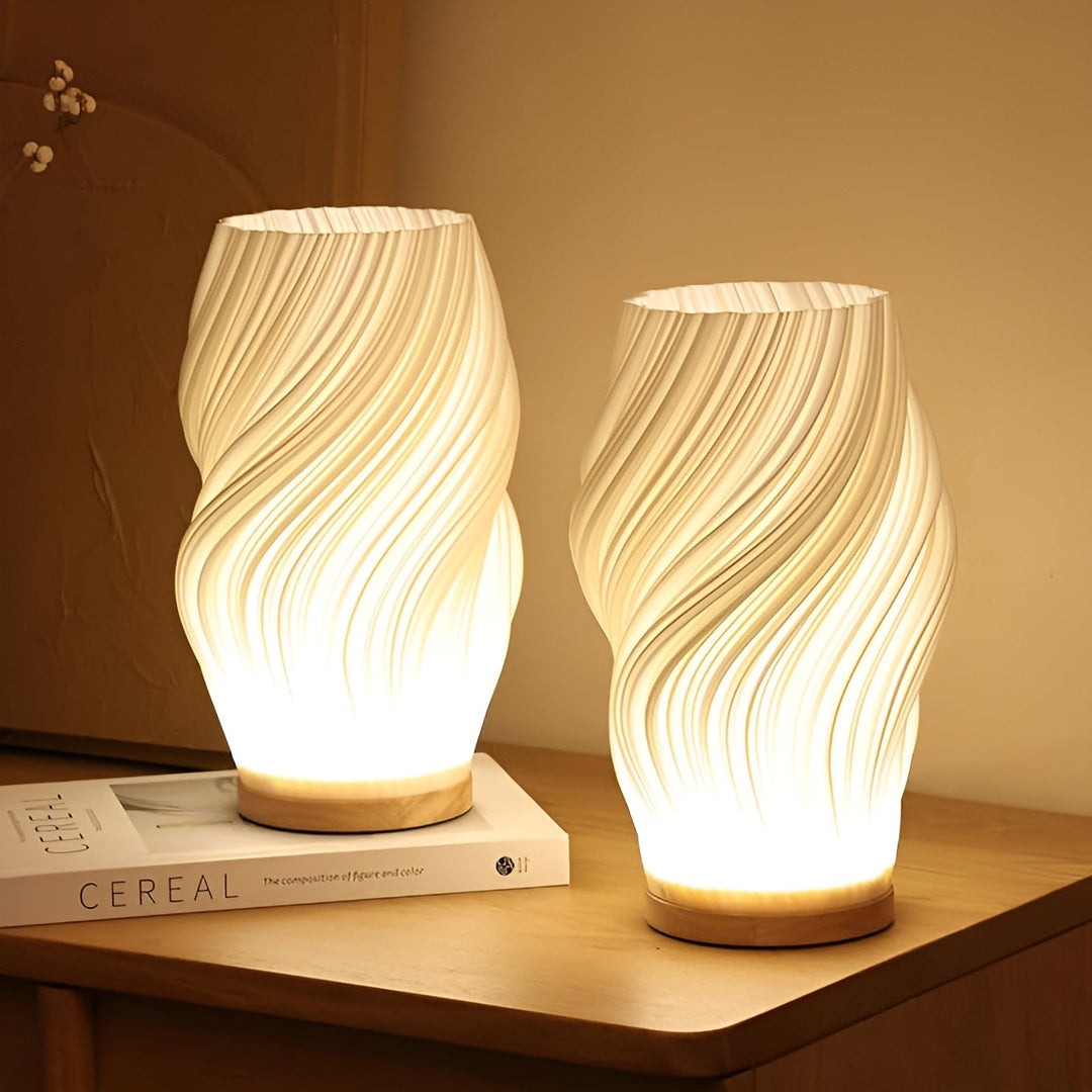 DreamWave - Nowoczesna lampa 3D w kolorze kremowym z elegancką metalową podstawą