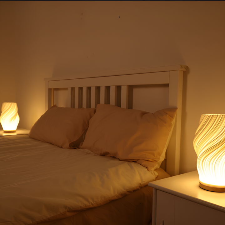 DreamWave - Nowoczesna lampa 3D w kolorze kremowym z elegancką metalową podstawą