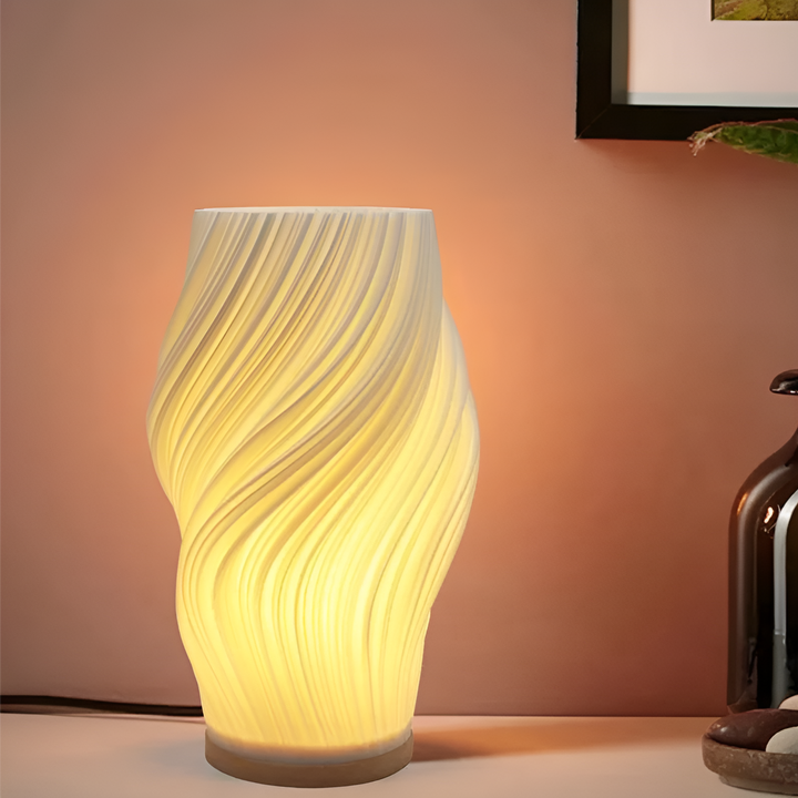 DreamWave - Nowoczesna lampa 3D w kolorze kremowym z elegancką metalową podstawą