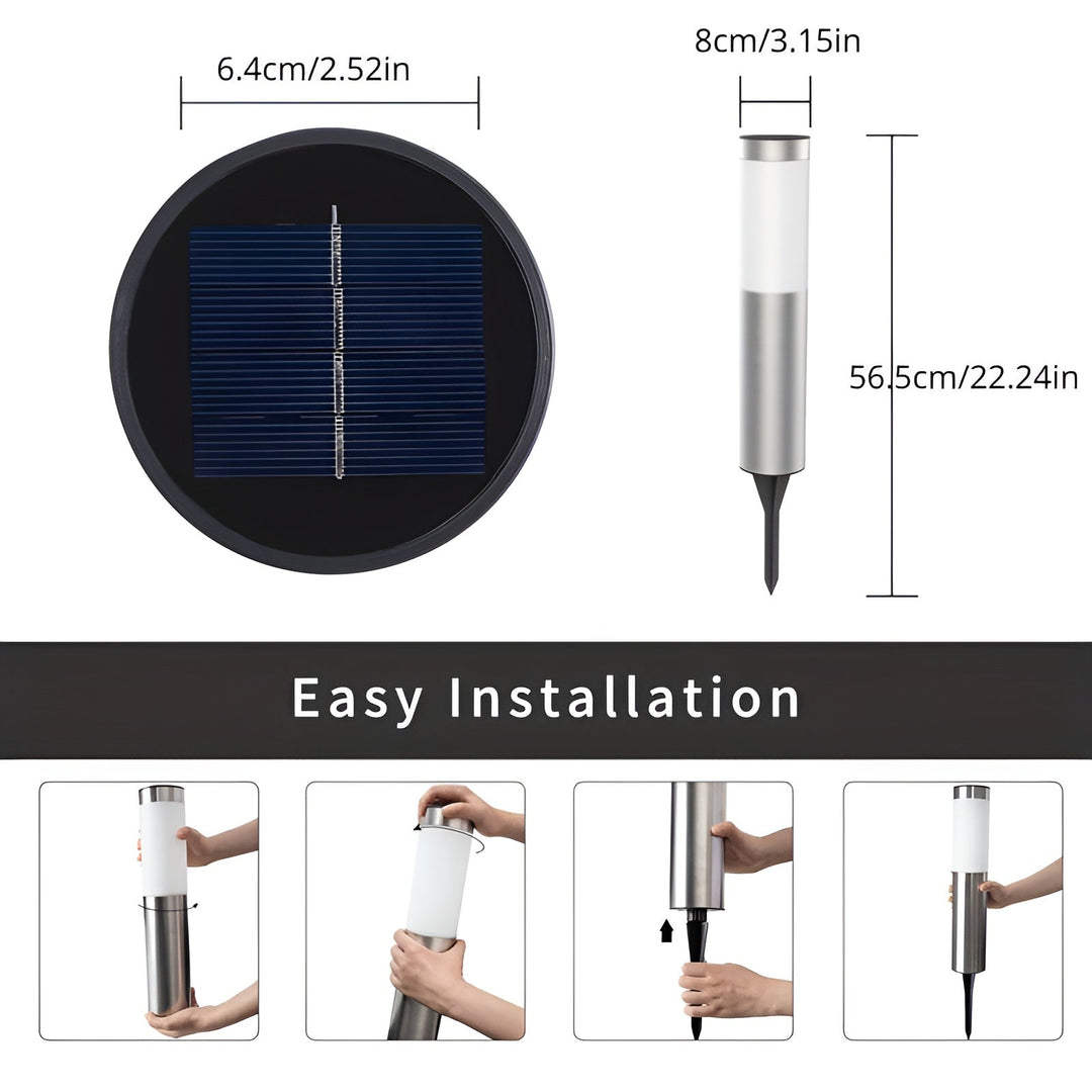 SolarShimmer - Stal nierdzewna lampy słoneczne na słupki na zewnątrz