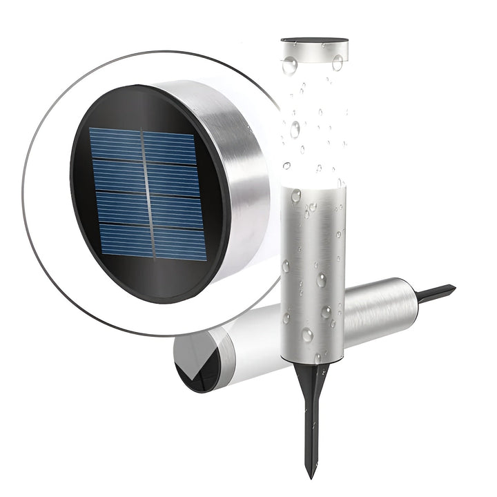 SolarShimmer - Stal nierdzewna lampy słoneczne na słupki na zewnątrz