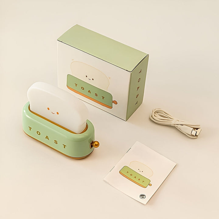 Lampka Stołowa TinyToast – Przenośna Lampka Nocna w Kształcie Tostera z Dimmowalnym LED i Portem USB