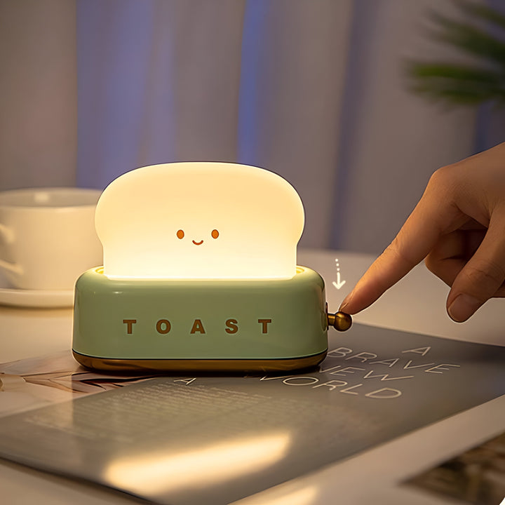 Lampka Stołowa TinyToast – Przenośna Lampka Nocna w Kształcie Tostera z Dimmowalnym LED i Portem USB