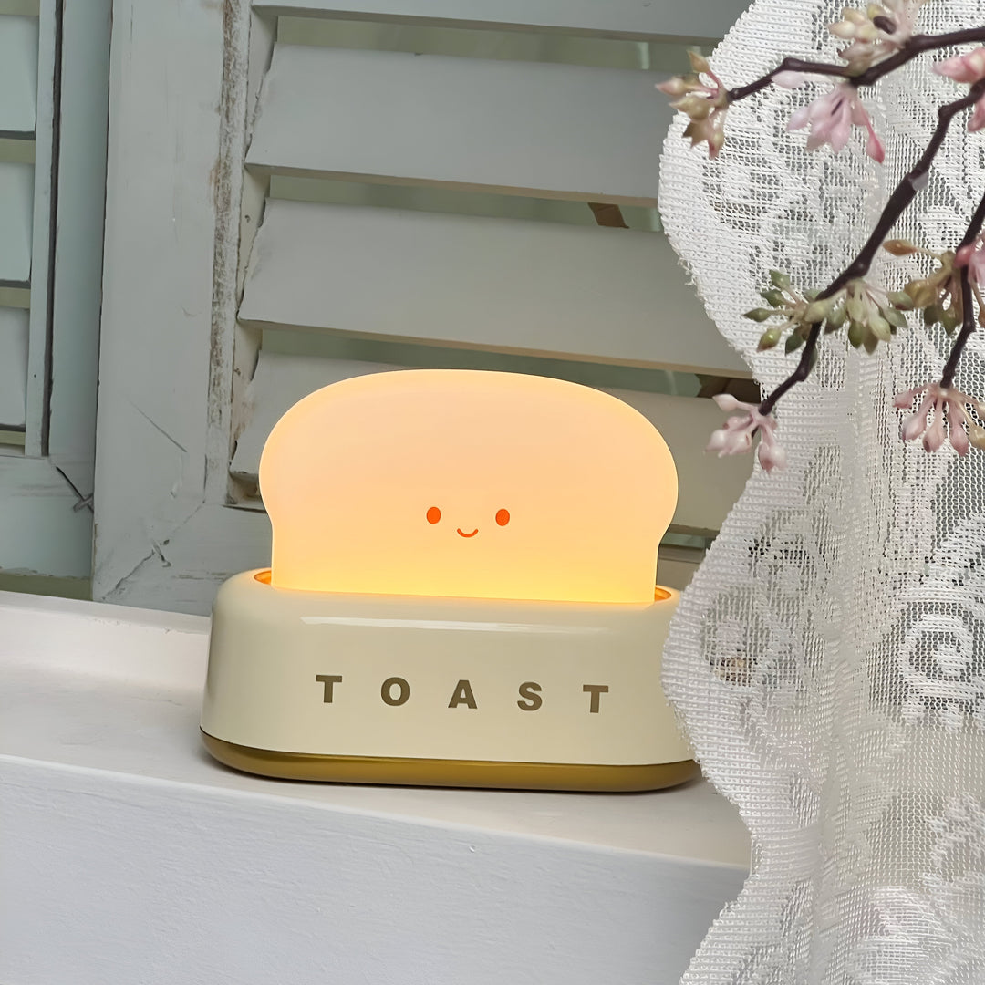 Lampka Stołowa TinyToast – Przenośna Lampka Nocna w Kształcie Tostera z Dimmowalnym LED i Portem USB