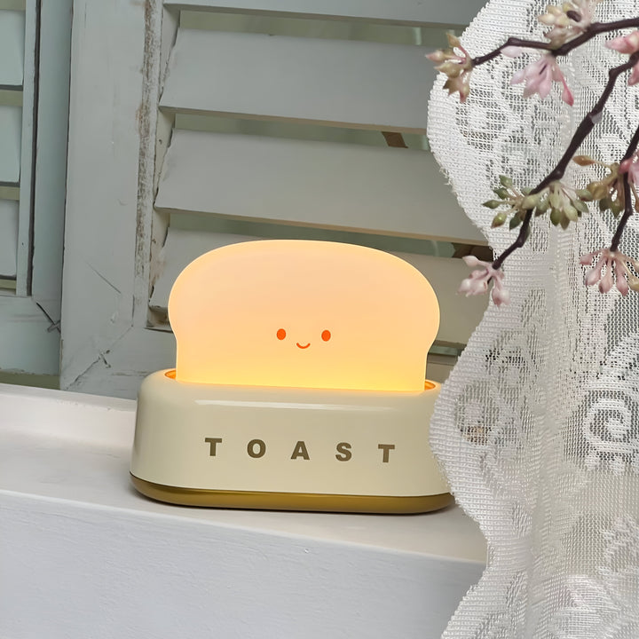Lampka Stołowa TinyToast – Przenośna Lampka Nocna w Kształcie Tostera z Dimmowalnym LED i Portem USB
