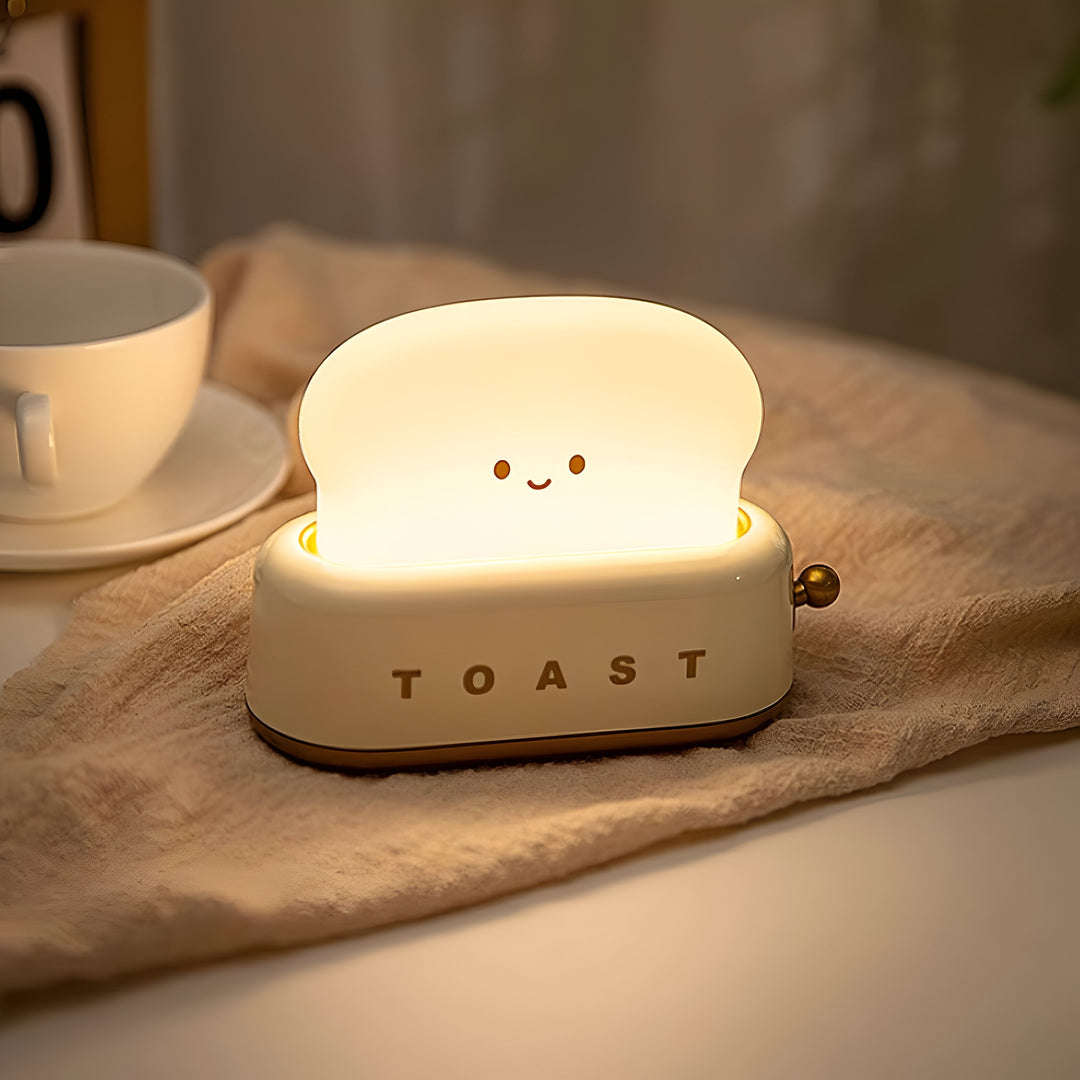 Lampka Stołowa TinyToast – Przenośna Lampka Nocna w Kształcie Tostera z Dimmowalnym LED i Portem USB