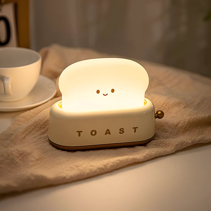 Lampka Stołowa TinyToast – Przenośna Lampka Nocna w Kształcie Tostera z Dimmowalnym LED i Portem USB