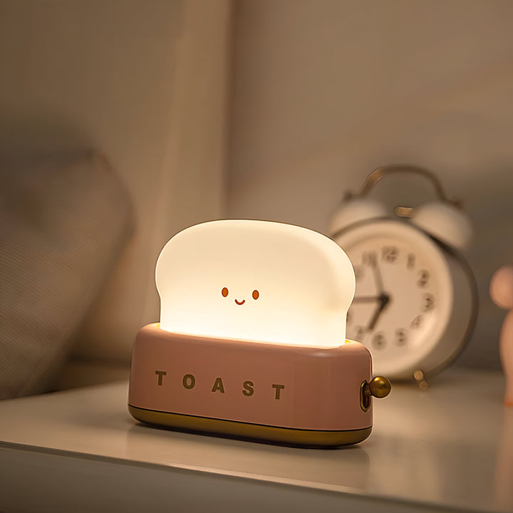 Lampka Stołowa TinyToast – Przenośna Lampka Nocna w Kształcie Tostera z Dimmowalnym LED i Portem USB
