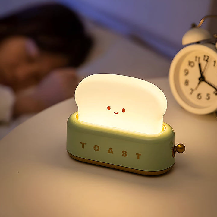 Lampka Stołowa TinyToast – Przenośna Lampka Nocna w Kształcie Tostera z Dimmowalnym LED i Portem USB