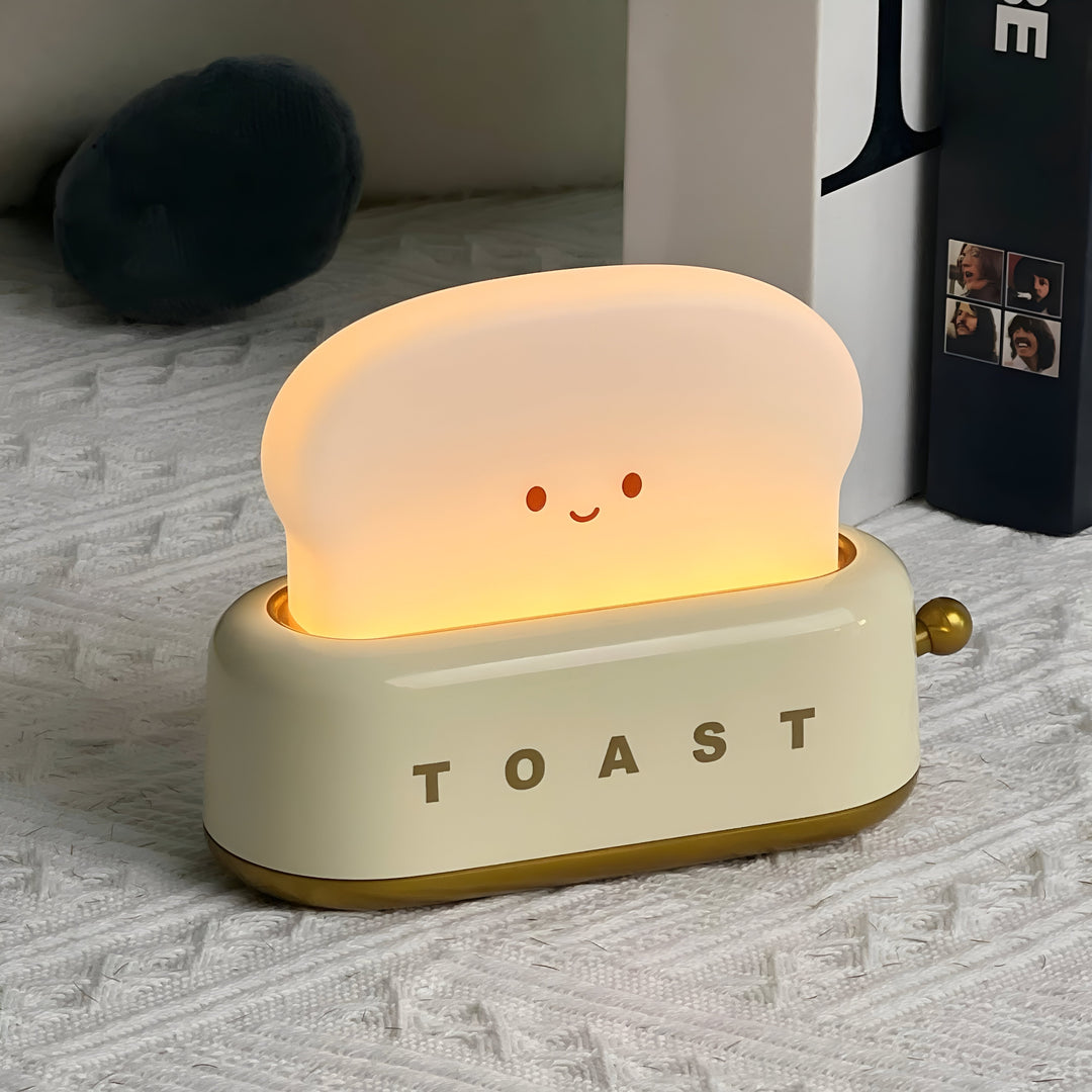 Lampka Stołowa TinyToast – Przenośna Lampka Nocna w Kształcie Tostera z Dimmowalnym LED i Portem USB