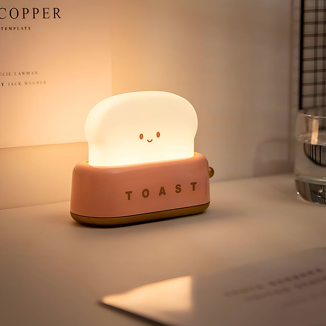 Lampka Stołowa TinyToast – Przenośna Lampka Nocna w Kształcie Tostera z Dimmowalnym LED i Portem USB