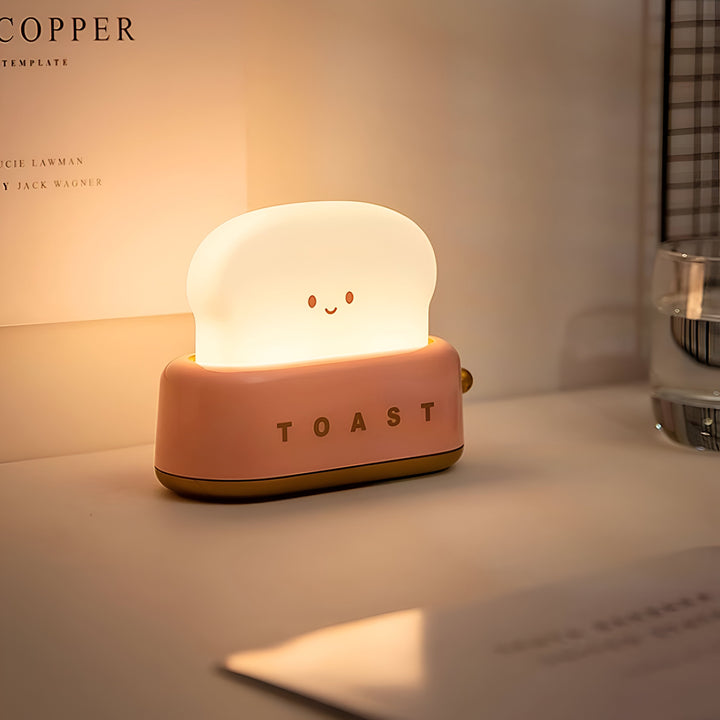 Lampka Stołowa TinyToast – Przenośna Lampka Nocna w Kształcie Tostera z Dimmowalnym LED i Portem USB