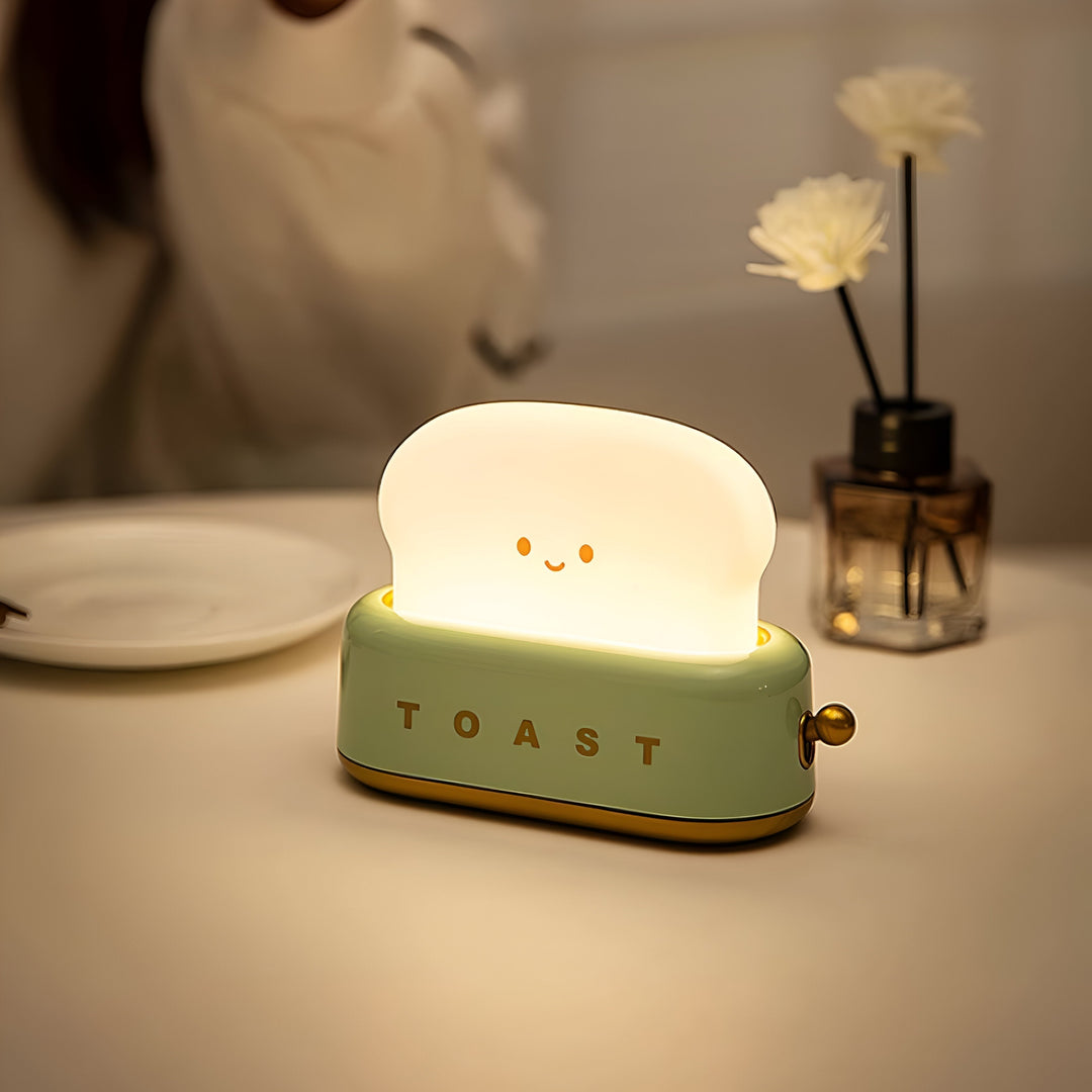 Lampka Stołowa TinyToast – Przenośna Lampka Nocna w Kształcie Tostera z Dimmowalnym LED i Portem USB