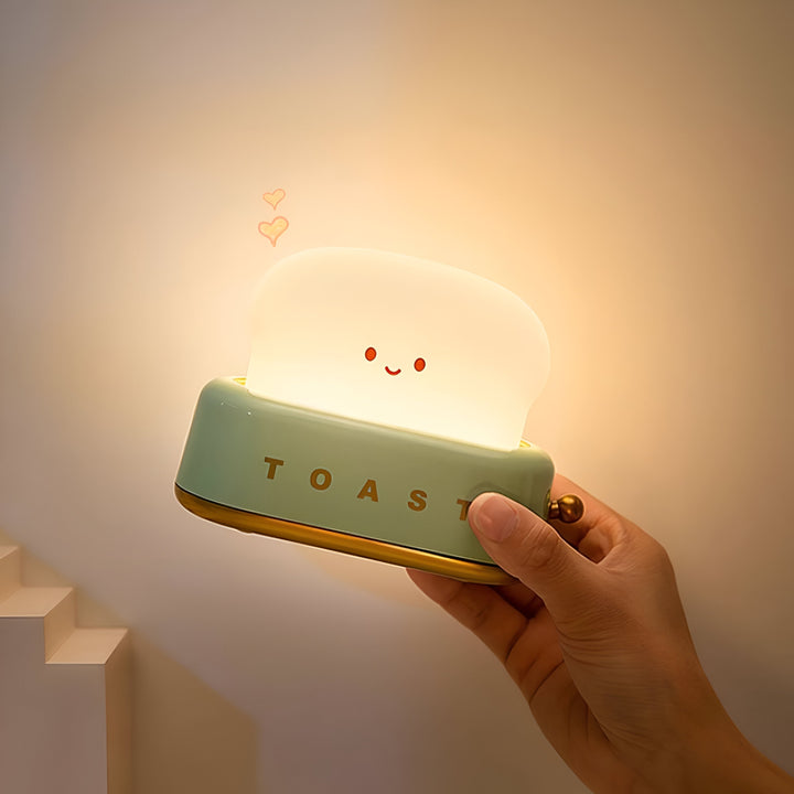 Lampka Stołowa TinyToast – Przenośna Lampka Nocna w Kształcie Tostera z Dimmowalnym LED i Portem USB