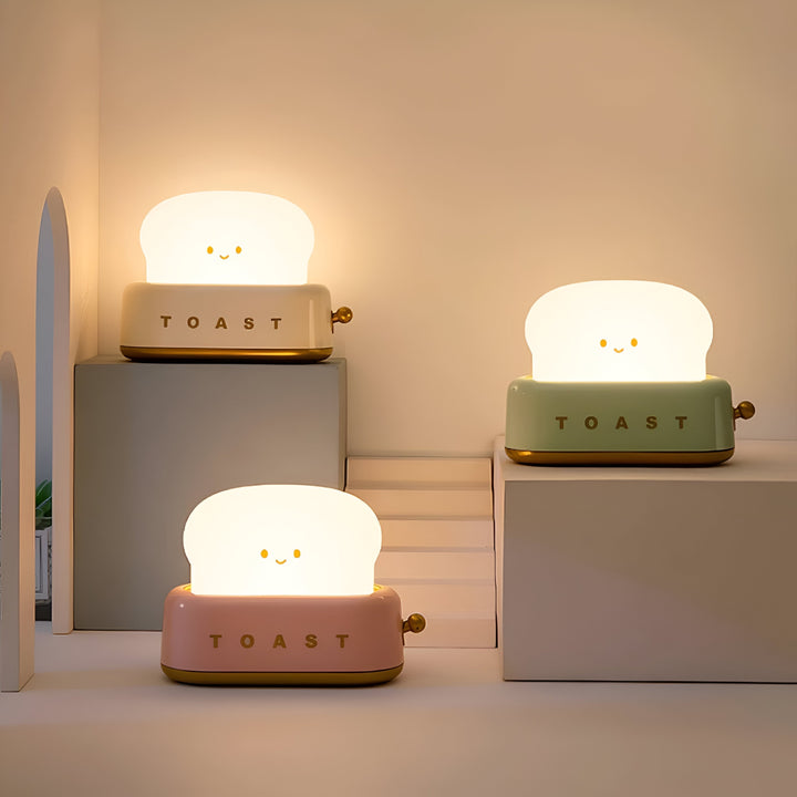 Lampka Stołowa TinyToast – Przenośna Lampka Nocna w Kształcie Tostera z Dimmowalnym LED i Portem USB