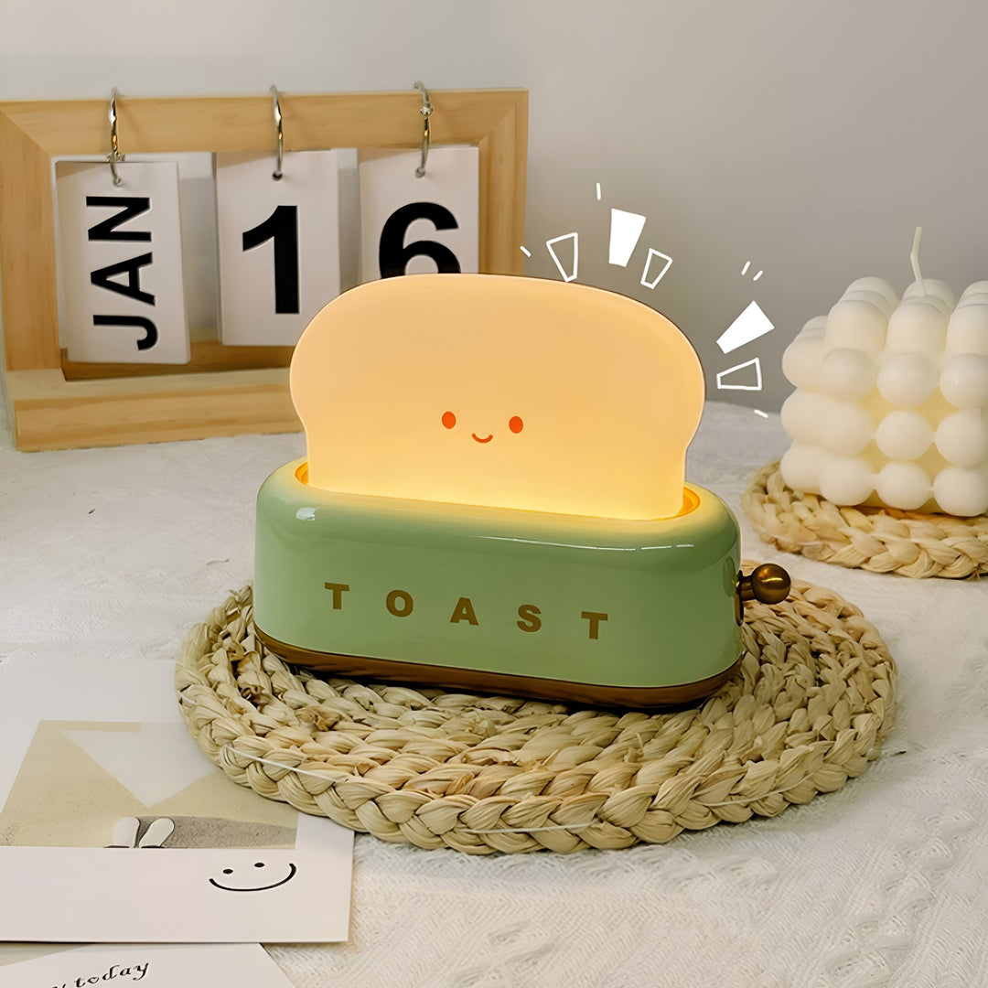 Lampka Stołowa TinyToast – Przenośna Lampka Nocna w Kształcie Tostera z Dimmowalnym LED i Portem USB