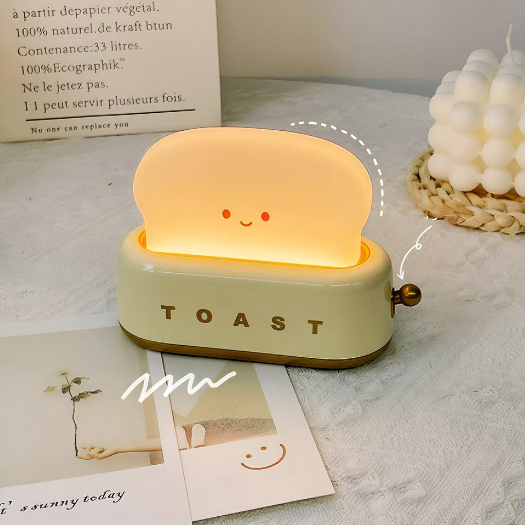 Lampka Stołowa TinyToast – Przenośna Lampka Nocna w Kształcie Tostera z Dimmowalnym LED i Portem USB