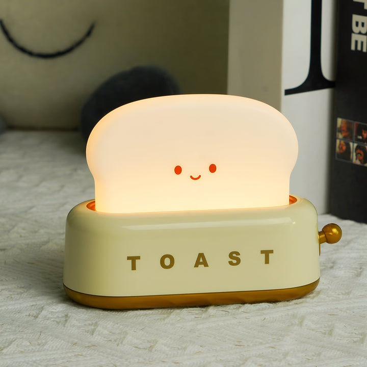 Lampka Stołowa TinyToast – Przenośna Lampka Nocna w Kształcie Tostera z Dimmowalnym LED i Portem USB