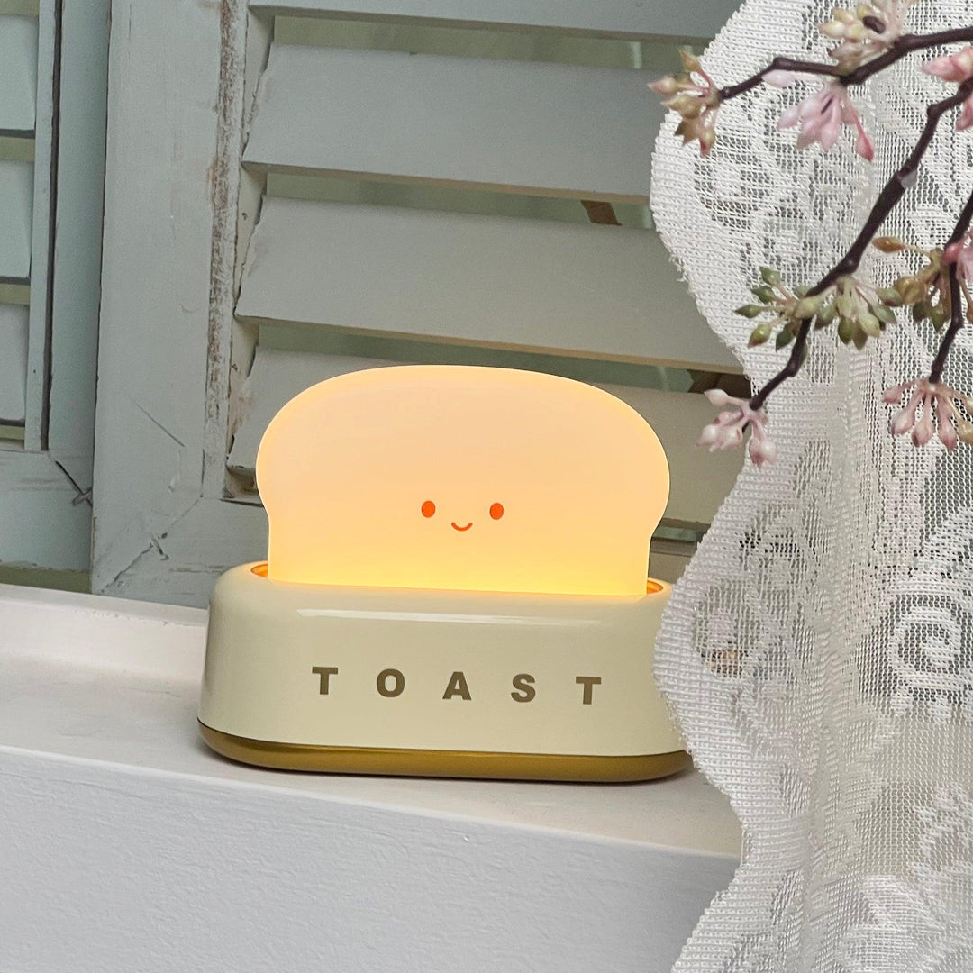 Lampka Stołowa TinyToast – Przenośna Lampka Nocna w Kształcie Tostera z Dimmowalnym LED i Portem USB