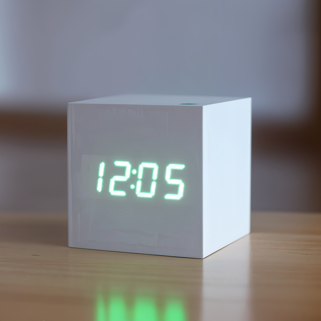 Cyfrowy zegar LED - Zegar sześcienny - Zegar drewniany
