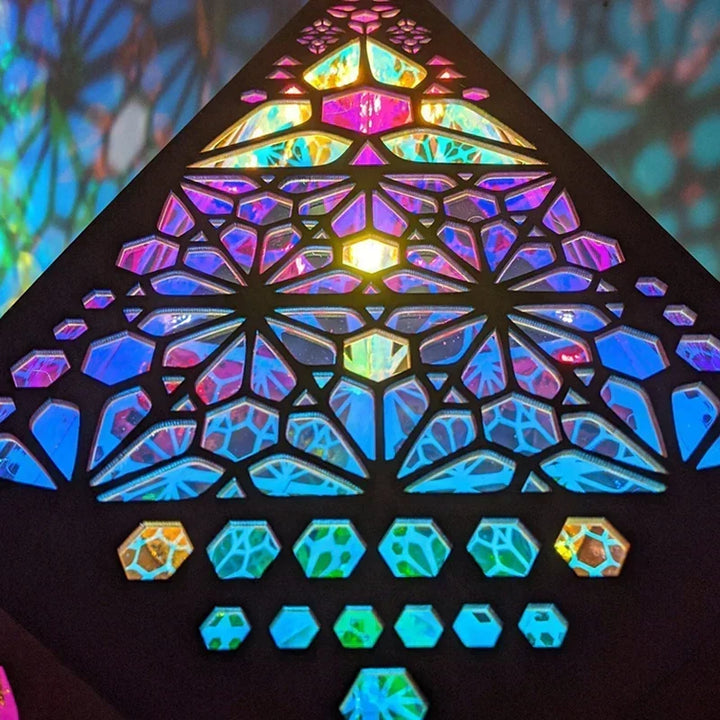 Lampa projekcyjna z drewna z wycięciem - kolorowa lampka nocna LED do salonu i sypialni |