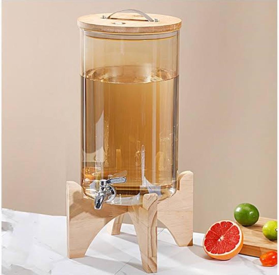Szklany pojemnik 3,6 L z bambusowym stojakiem