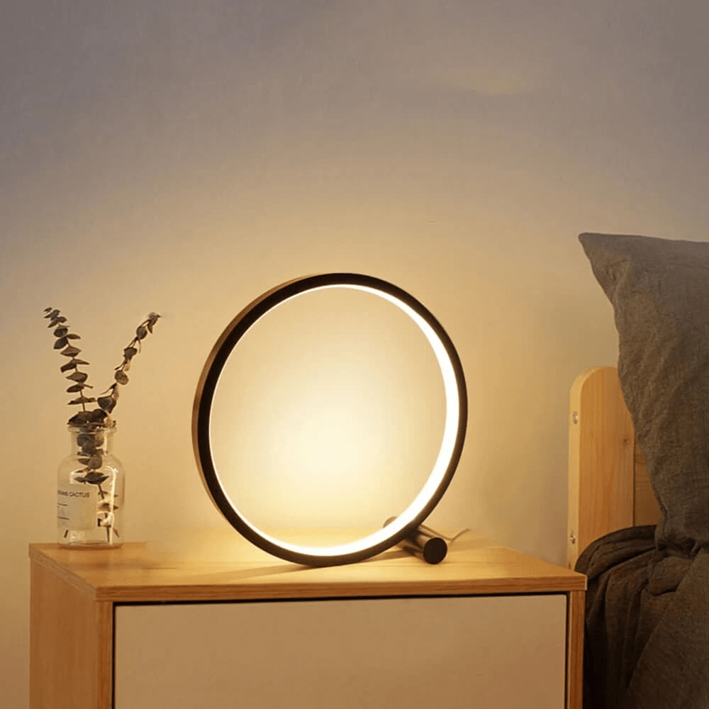 Lampa Halo Glo – minimalistyczna, ściemniana okrągła lampa stołowa LED