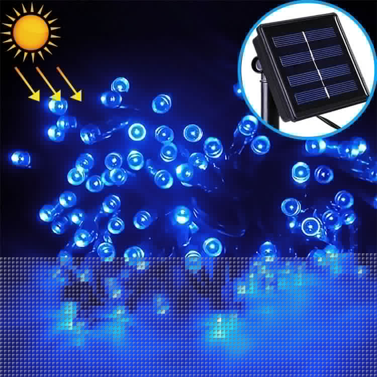 200 LED-ów Zewnętrzne Wodoodporne Lampki Choinkowe Solarne, Długość: 22m (Niebieskie)