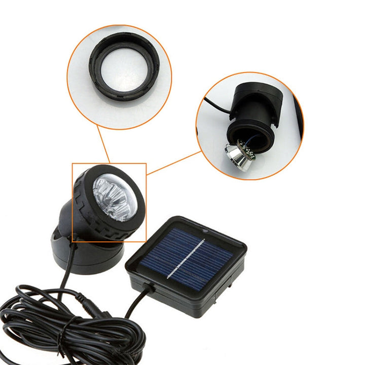 Lampa LED z dwoma głowicami, wodoodporna, słoneczna, podwodna, reflektor
