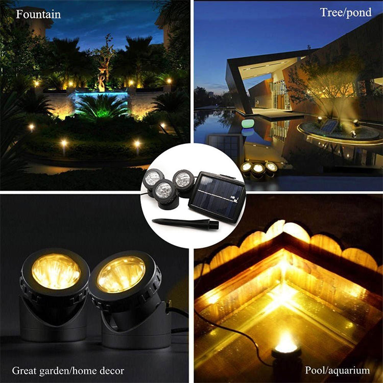 Lampa LED z dwoma głowicami, wodoodporna, słoneczna, podwodna, reflektor