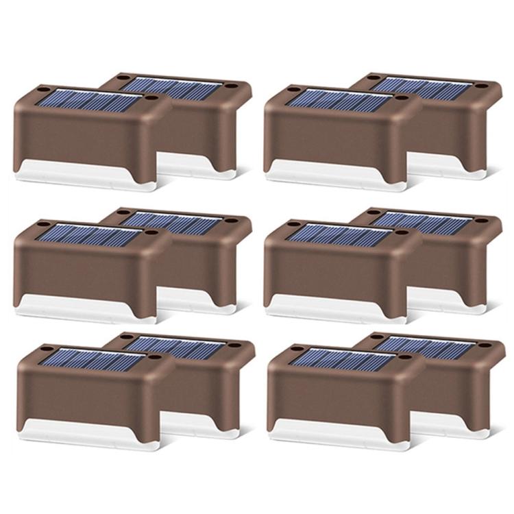 12 sztuk lampy schodowej LED zasilanej energią słoneczną IP65 wodoodporna lampa ogrodowa, ciepłe białe światło (brązowa)