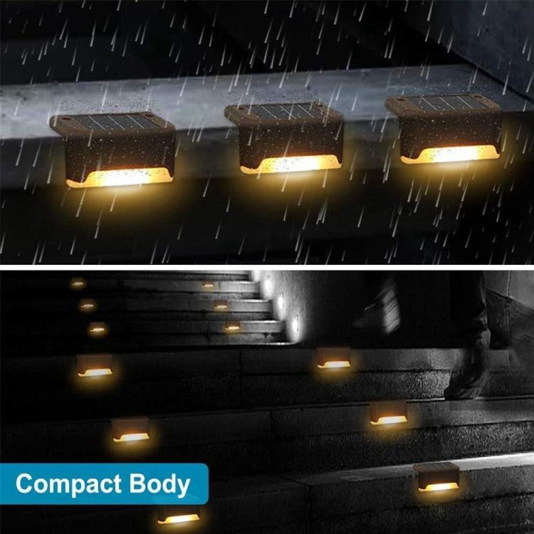 12 sztuk lampy schodowej LED zasilanej energią słoneczną IP65 wodoodporna lampa ogrodowa, ciepłe białe światło (brązowa)