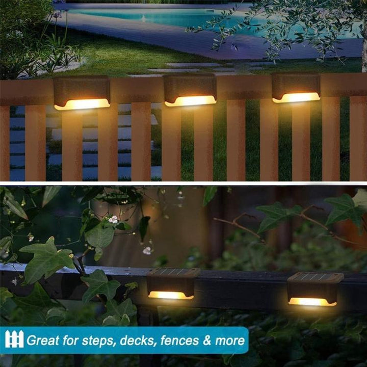 12 sztuk lampy schodowej LED zasilanej energią słoneczną IP65 wodoodporna lampa ogrodowa, ciepłe białe światło (brązowa)