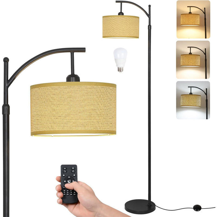 Lampa Podłogowa Łukowa z Pilotem i Podwójnymi Abażurami – Norvella