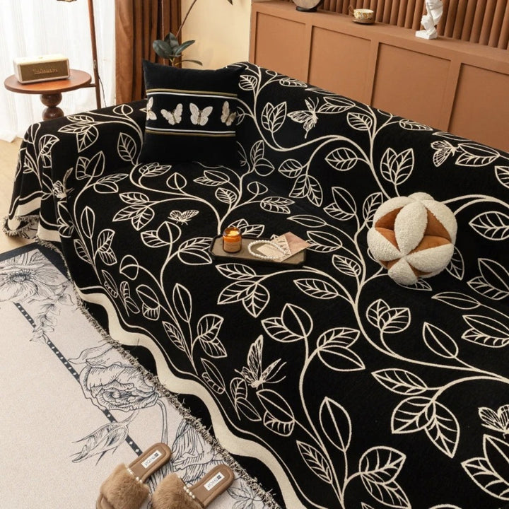 Pokrowiec na sofę z luksusowego chenille inspirowany liśćmi