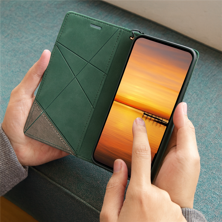 Skórzany Etui Portfelowe na Telefon z Klapką