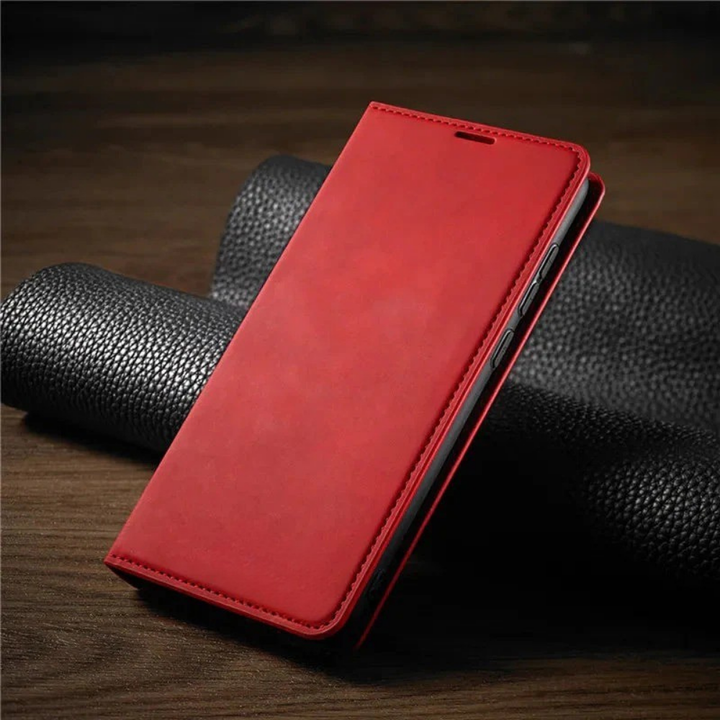 Etui na telefon z magnetycznym skórzanym klapkiem