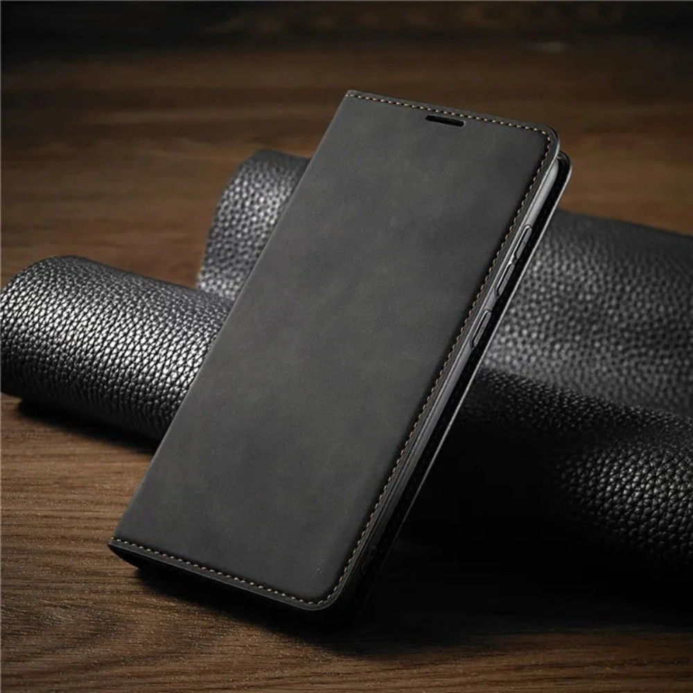Etui na telefon z magnetycznym skórzanym klapkiem
