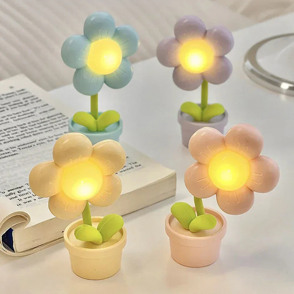 Urocza Lampa Nocna w Kształcie Kwiatu dla Dzieci – LED Lampa Stołowa w Kwiatowym Designie do Pokoju Dziecięcego