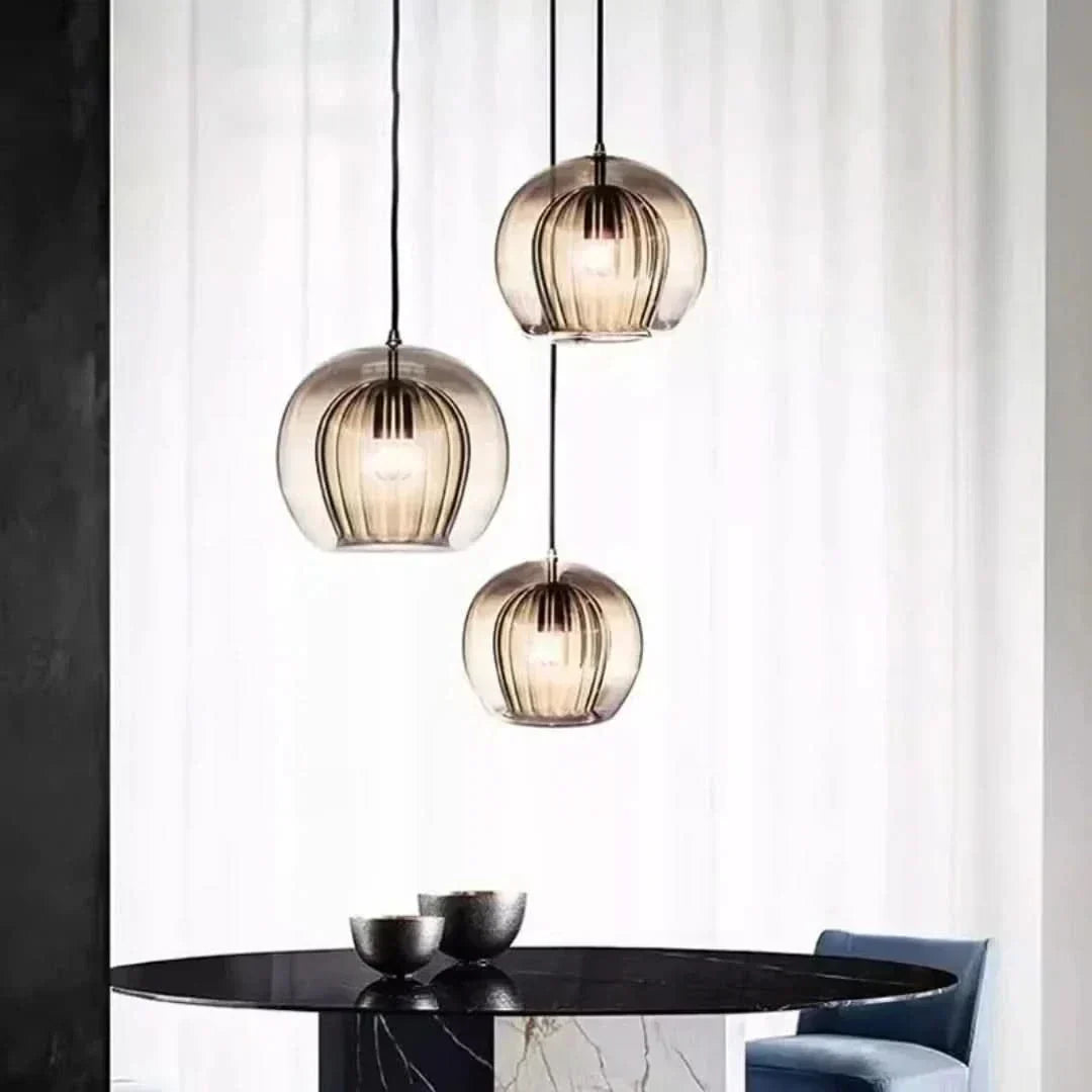 TimberGlow - Nowoczesna Lampa Wisząca ze Szkła