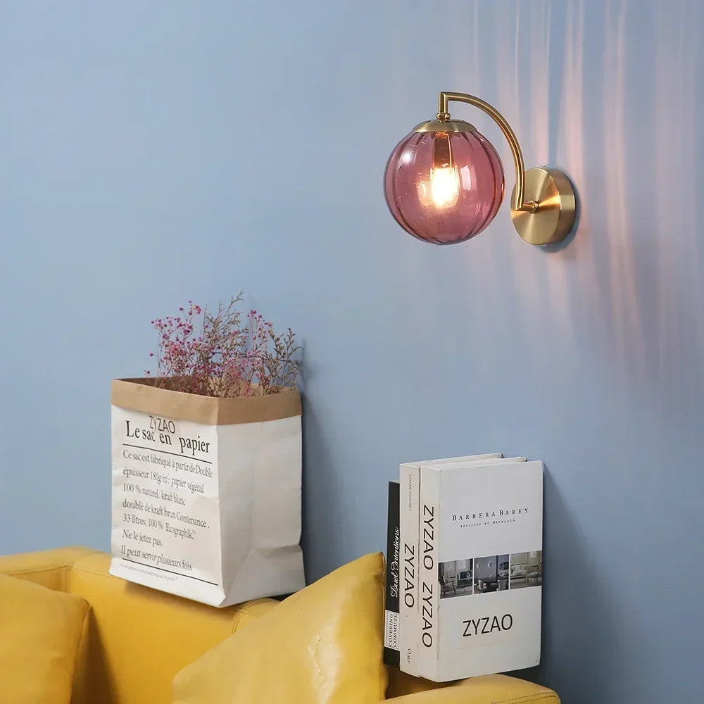 Nowoczesna lampa ścienna LED z kolorowego szkła, skandynawska minimalistyczna lampa do salonu-sypialni, oświetlenie wnętrza jadalni-kuchni