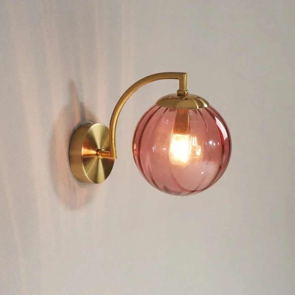 Nowoczesna lampa ścienna LED z kolorowego szkła, skandynawska minimalistyczna lampa do salonu-sypialni, oświetlenie wnętrza jadalni-kuchni