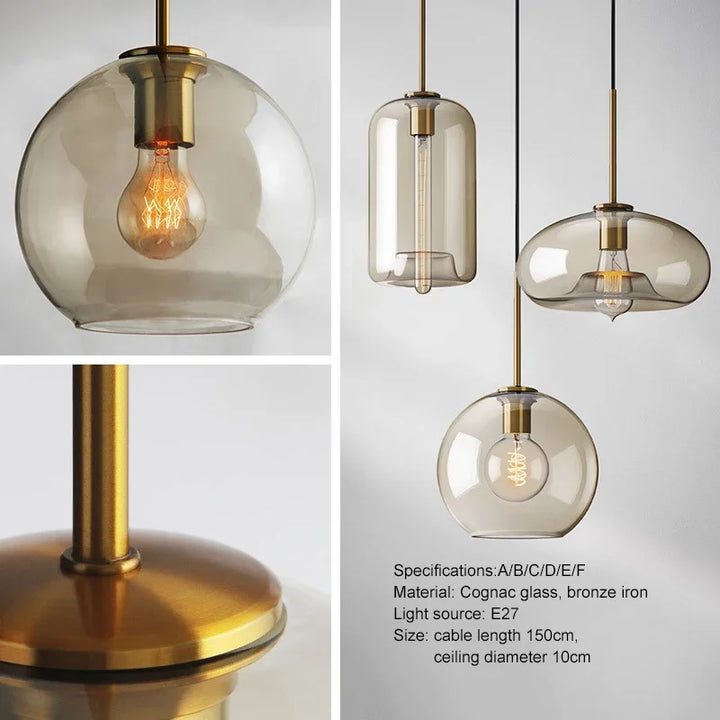 Nordycka lampa wisząca ze szkła loftowego