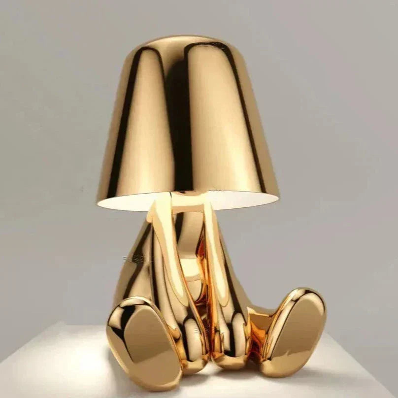 Lampa Stołowa LED Złoty Człowiek – Zabavna Lampa Nocna do Sypialni i Dekoracji