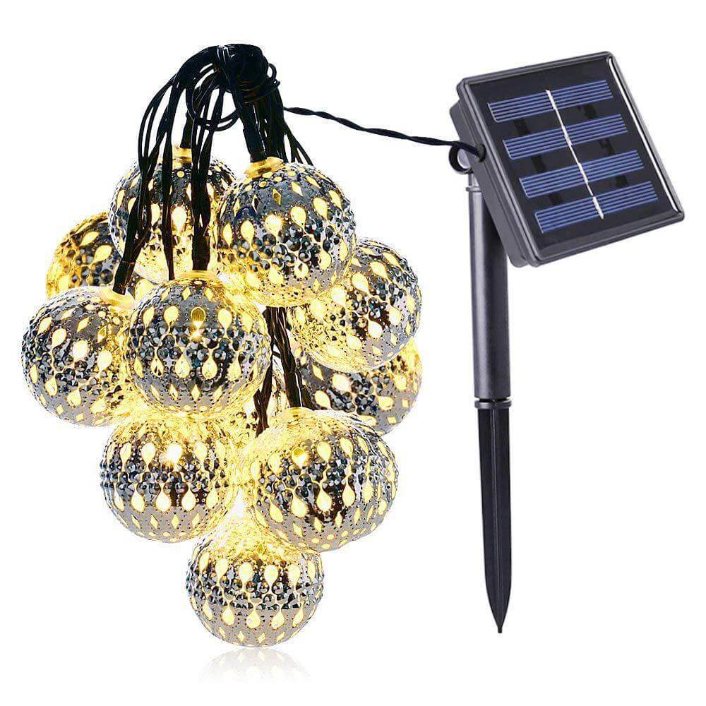 Solarne Lampki Świąteczne z Maroka, kolorowe LED, Ozdoba z Żelaza na Zewnątrz